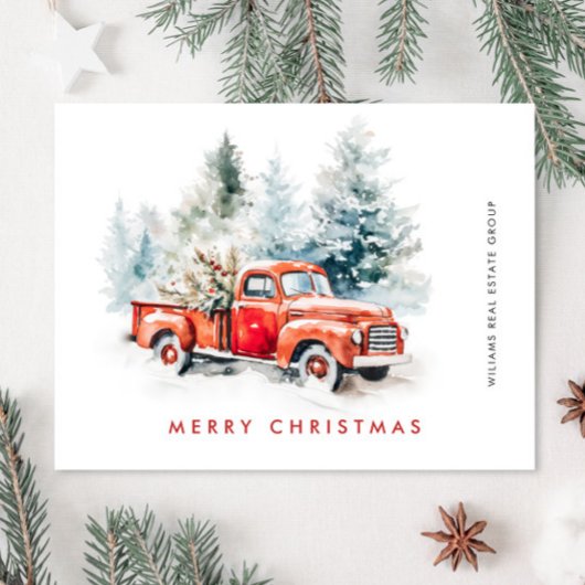 Retro Rode Boerderij Truck Kerstgroet Corporate Briefkaart
