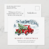 Retro rode boerderijtruck Kerst bedrijfsbegroeting Briefkaart (Voorkant / Achterkant)