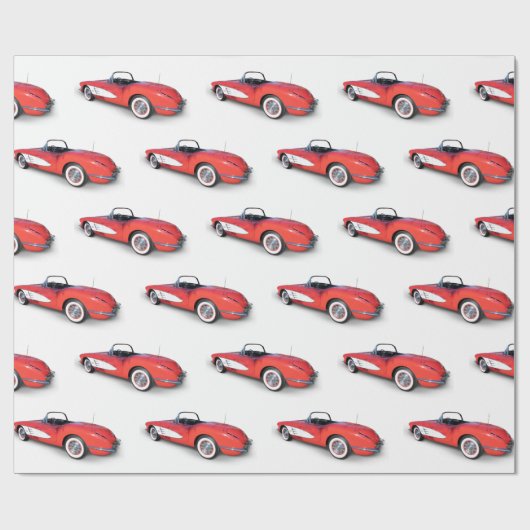 Retro rode cabriolet cadeaupapier (Vlak)