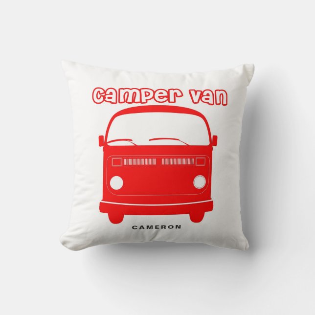 Retro Rode Camper Van Custom Pillow Kussen (Voorkant)