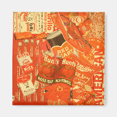 Retro rode collage magneet (Voorkant)