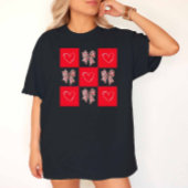 Retro Rode Coquette Bow Hart Geruit T-shirt