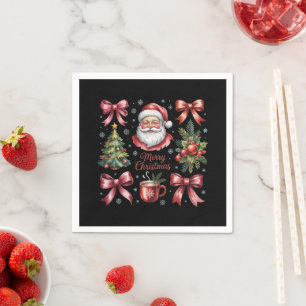 Retro Rode Coquette Kerst Cute Kerstmis Vakantie Servet