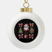 Retro Rode Coquette Kerst Schattigee kerstvakantie Keramische Bal Ornament (Voorkant)