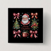 Retro Rode Coquette Kerst Schattigee kerstvakantie Vierkante Button 5,1 Cm (Voorkant)
