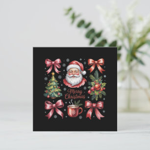 Retro Rode Coquette Kerstmis Schattige Kerst Vakan Feestdagenkaart