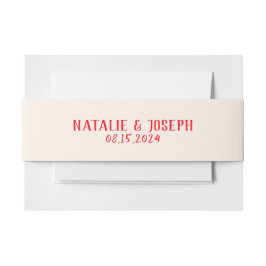 Retro rode crème hand geschreven unieke vet bruilo uitnodigingen wikkel