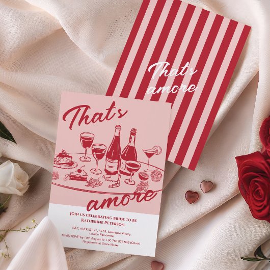 Retro rode “dat is amore” Bruidsdouche Kaart