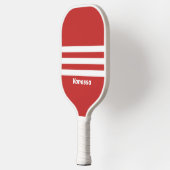 Retro Rode Drie Dwars Strepen met Naam Pickleball Paddle (Links)