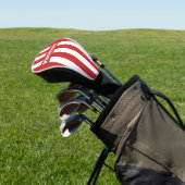 Retro Rode Drie Pin Strepen met Naam Golfheadcover (Insitu)