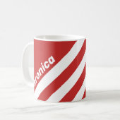 Retro Rode Drie Strepen met Naam Koffiemok (Voorkant links)