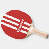 Retro Rode Drie Strepen met Naam Tafeltennisbatje (Zijkant)