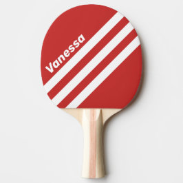 Retro Rode Driehoekige Strepen met Naam Tafeltennisbatje