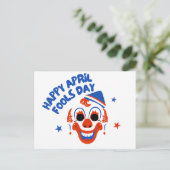 Retro Rode en Blauwe Clown April Fools' Day Briefkaart (Staand voorkant)