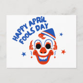 Retro Rode en Blauwe Clown April Fools' Day Briefkaart (Voorkant)