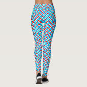 Retro rode en blauwe grafische afdruk leggings (Achterkant)