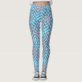 Retro rode en blauwe grafische afdruk leggings (Voorkant)