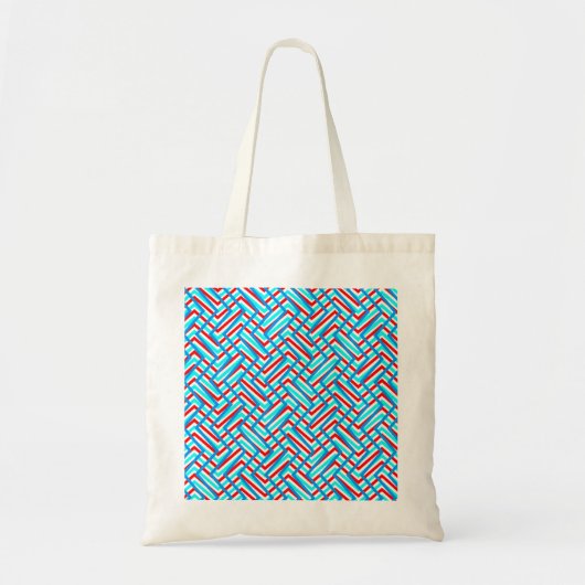 Retro rode en blauwe grafische afdruk tote bag (Voorkant)