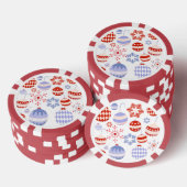 Retro Rode en Blauwe Kerstversieringen Poker Chips (Opstapeling)