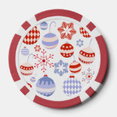 Retro Rode en Blauwe Kerstversieringen Poker Chips (Achterkant)