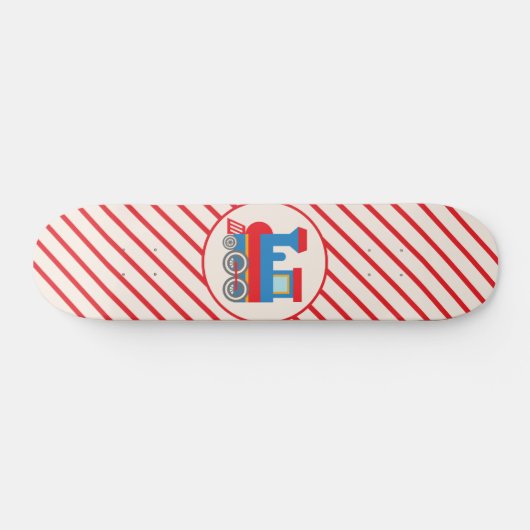 Retro rode en blauwe trein persoonlijk skateboard (Horizontaal)