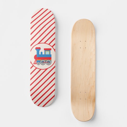 Retro rode en blauwe trein persoonlijk skateboard (Voorkant)