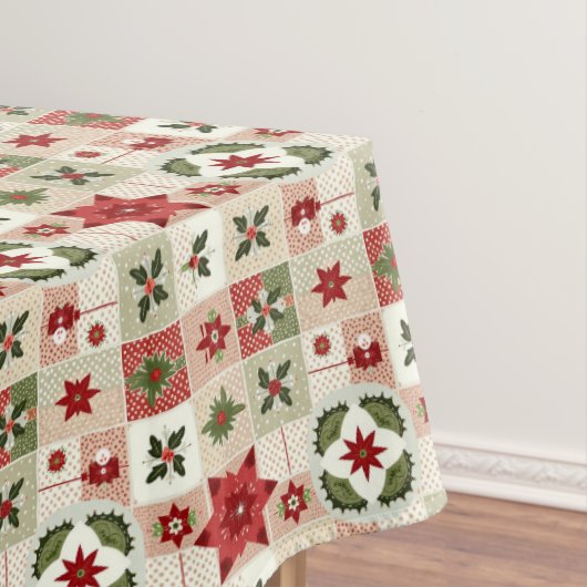 RETRO RODE EN GROENE KERST LAPWERK TAFELKLEED (Voorbeeld)
