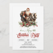 Retro rode en groene Kerstman met paard getrokken  Kaart (Voorkant / Achterkant)