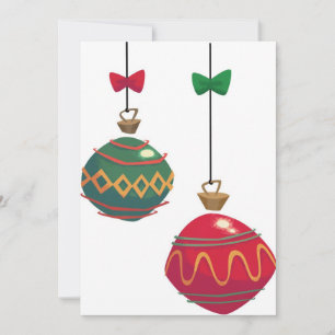 Retro rode en groene kerstversiering feestdagenkaart