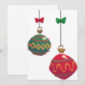 Retro rode en groene kerstversiering feestdagenkaart (Voorkant / Achterkant)