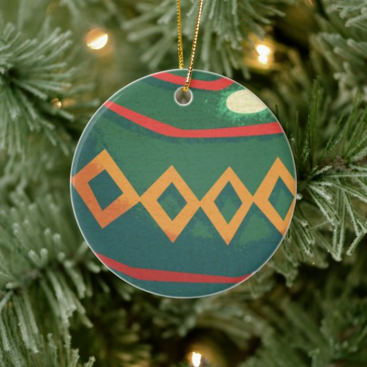 Retro rode en groene kerstversiering keramisch ornament (Boom)