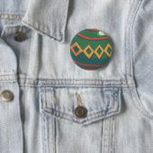 Retro rode en groene kerstversiering ronde button 5,7 cm (In situ)