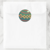Retro rode en groene kerstversiering ronde sticker (Tas)