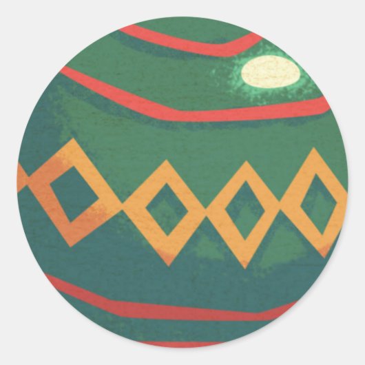 Retro rode en groene kerstversiering ronde sticker (Voorkant)