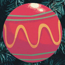 Retro rode en groene kerstversiering ronde sticker