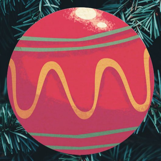 Retro rode en groene kerstversiering ronde sticker