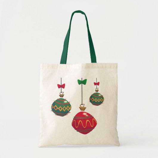 Retro rode en groene kerstversiering tote bag (Voorkant)