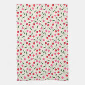 Retro rode en roze bessen kersen theedoek (Verticaal)