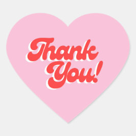 Retro rode en roze hart bedank sticker