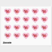 Retro rode en roze hart bedank sticker (Vel)