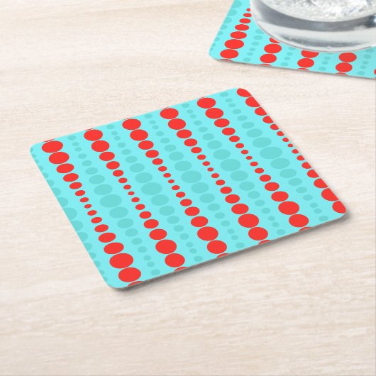 Retro Rode en Turkooise Onderzetters van het Stip (Schuin)