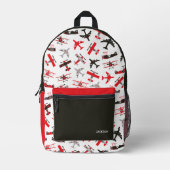 Retro Rode en Zwarte WWII Militaire Vliegtuigschoo Bedrukte Rugzak (Voorkant)