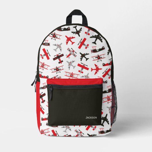 Retro Rode en Zwarte WWII Militaire Vliegtuigschoo Bedrukte Rugzak (Voorkant)