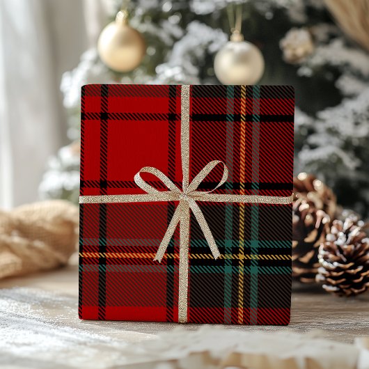 Retro rode geruite feestelijke kerst cadeaupapier