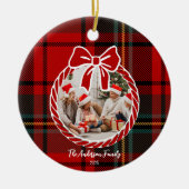 Retro rode geruite ondeugende Kerstmis Keramisch Ornament (Voorkant)