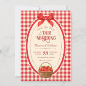 Retro rode geruite picknick save the date (Voorkant)