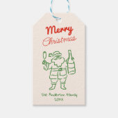 Retro Rode Groen Handgetekende Kerstman Kerstmis Cadeaulabel (Voorkant)