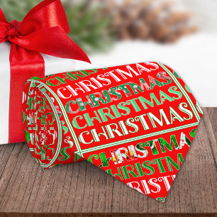 Retro Rode Groene Kersttypografie Stropdas