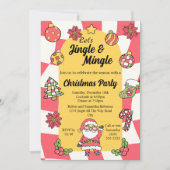 Retro Rode Groovy Jingle & Mingle Kerstfeest Kaart (Voorkant)