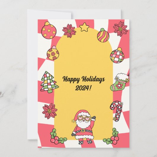 Retro Rode Groovy Jingle & Mingle Kerstfeest Kaart (Achterkant)